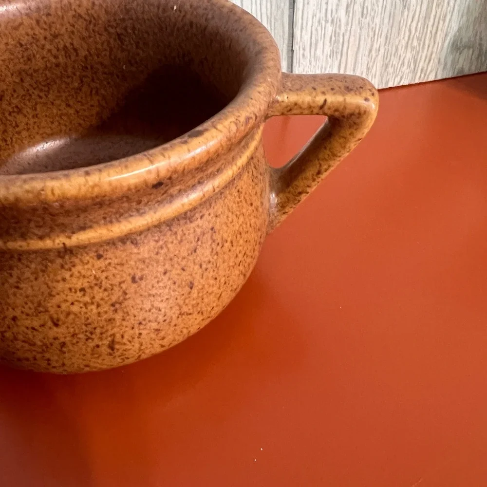 Vintage‎ Brown Speckled Stoneware Creamer Pitcher Mid Century Modern Farmhouse